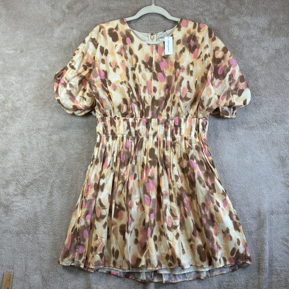 NEW Banana Republic Voile Mini Dress M Multi Dot Ruched Pockets NWT